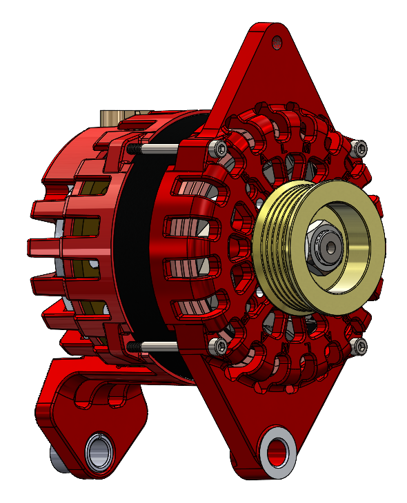 XT-DF4-170-K6 - Alternator, XT Series, 170A, 12V, Saddle Mount (Dual Foot), 4in, K6 Serpentine Pulley, Case Ground